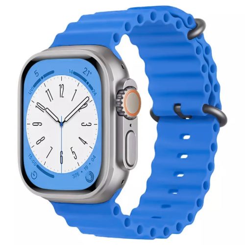 Alphajack Apple Watch 4/5/6/7/8/SE (38/40/41mm) óceán szilikon óraszíj - Zafírkék