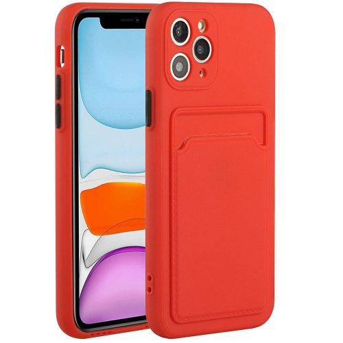 Apple iPhone XR, Szilikon tok, kártyatartóval, Wooze Card Slot, piros