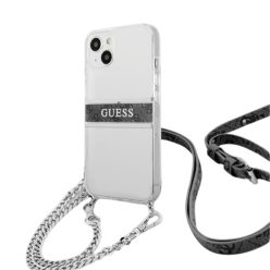   Apple iPhone 13 Mini Guess (GUHCP13SKC4GBSI) vállra akasztható feliratos tok - átlátszó