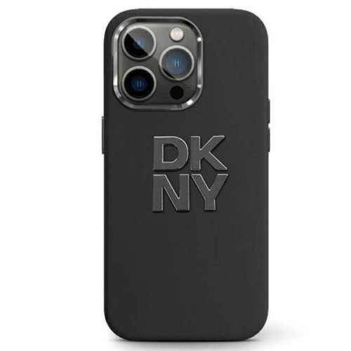 DKNY Liquid Silicone Metal Logo Apple iPhone 15 Pro Max hátlap tok, fekete, DKHCP15XSMCBSK