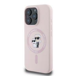   Karl Lagerfeld CAT & MAN Apple iPhone 16 Pro MagSafe szilikon hátlap tok - Pink (KLHMP16LSCMKCRHP)