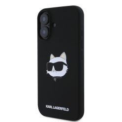   Karl Lagerfeld CAT Apple iPhone 16 MagSafe szilikon hátlap tok - Fekete (KLHMP16SSCHPPLK)