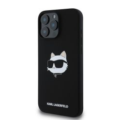   Karl Lagerfeld CAT Apple iPhone 16 Pro Max MagSafe szilikon hátlap tok - Fekete (KLHMP16XSCHPPLK)