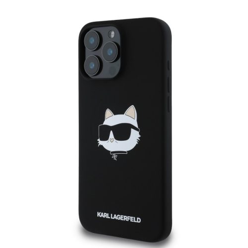 Karl Lagerfeld CAT Apple iPhone 16 Pro Max MagSafe szilikon hátlap tok - Fekete (KLHMP16XSCHPPLK)