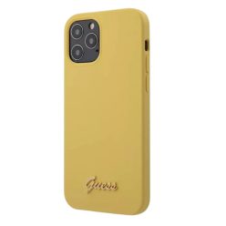   Apple iPhone 12 Pro Max GUESS GUHCP12LLSLMGYE Liquid Silicon Hátlap - Sárga