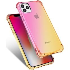   Apple iPhone 11 Pro Erősített sarkú szivárvány szilikon tok - Rózsaszín & Sárga