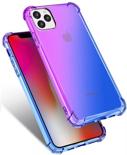 Apple iPhone 11 Pro Max Erősített sarkú szivárvány szilikon tok - Lila & Kék