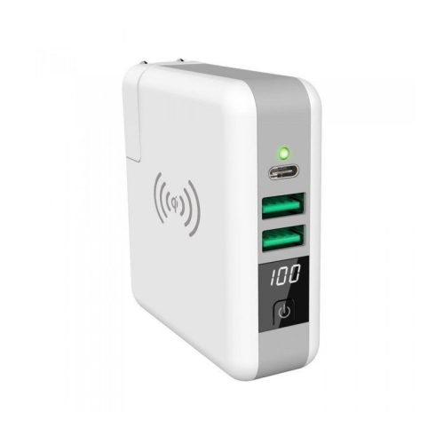 Astrum - CW400 3in1 Wireless Töltő + PowerBank + Travel Adapter USB-C Dual USB 6700mAh - Fehér (Bontott csomagolású)