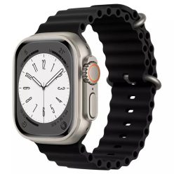   Alphajack Apple Watch 4/5/6/7/8/SE (38/40/41mm) óceán szilikon óraszíj - Fekete