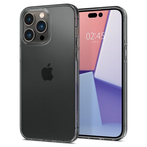 Apple iPhone 14 Pro Max, Szilikon tok, Spigen Crystal Flex, átlátszó/fekete