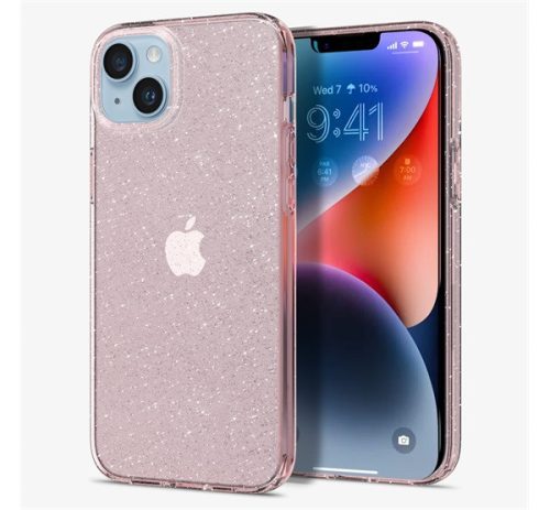 Spigen Liquid Crystal Glitter Apple iPhone 14 Rose Quartz tok, átlátszó