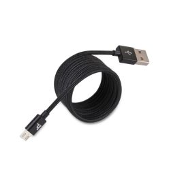   Hoco - UPM05 fémszálas szövet bevonattal  micro USB adat/töltő kábel 120 cm - fekete