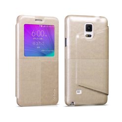   Hoco - Crystal series fashion bőr magnetic sleep Samsung Note4 könyv tok - arany