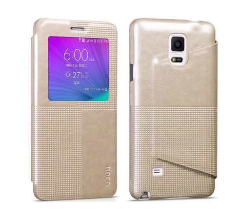 Hoco - Crystal series fashion bőr magnetic sleep Samsung Note4 könyv tok - arany