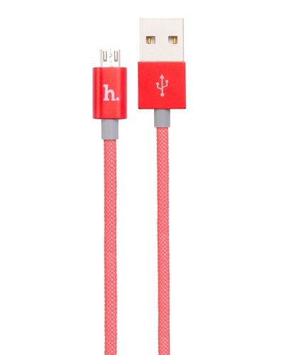 Hoco - UPM08 műanyag hálós micro USB adat/töltő kábel 120 cm - piros