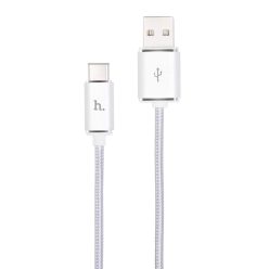   Hoco - UPT01 alu fej és fémszálas szövet 10 Gbit/s írás/olv. USB-C 3.1 adat/töltő kábel 120 cm - ezüst