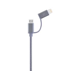   Hoco - UPF02 2in1 micro USB + MFI lightning fej adat/töltő kábel 120 cm - szürke