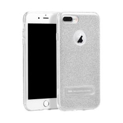   Hoco - Simple series glitteres TPU szilikon iPhone 7 Plus/iPhone 8 Plus védőtok mágneses kitámasztóval - ezüst