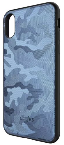 Dotfes G07 iPhone X/XS Camouflage Tok - Kék