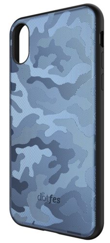 Dotfes G07 iPhone XS Max Camouflage Tok - Kék