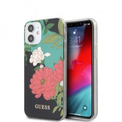   Guess PC/TPU Flower Apple iPhone 12 mini hátlap tok, fekete (GUHCP12SIMLFL01)