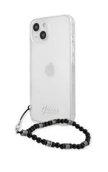 Guess PC Script and Black Pearls Apple iPhone 13 mini hátlap tok, átlátszó (GUHCP13SKPSBK)