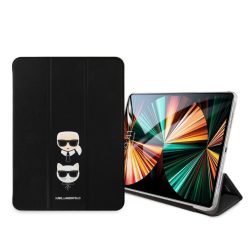   Karl Lagerfeld Apple iPad Pro 12.9 (2021) Choupette Head Saffiano oldalra nyíló könyv tok fekete (KLFC12OCHK)