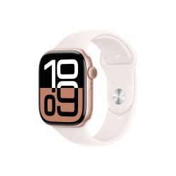   ÜZLETÜNKBEN KÉSZLETEN: Apple Watch Series 10 GPS 42 mm Rozéarany alumíniumtok, lágy rózsaszín sportszíj - S/M (MWWH3QH/A)