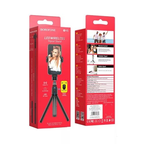 Borofone BY5 Leo Tripod Bluetooth Telefon állvány - Fekete