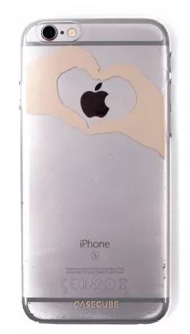 Casecube - iPhone 6/6S Applefun szív mintás szilikon tok - átlátszó