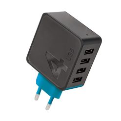 Forever hálózati töltő adapter 4xUSB 4,8A, fekete