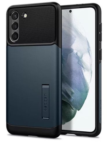 Spigen Slim Armor Samsung G996 Galaxy S21+ Metal Slate tok, sötét kék