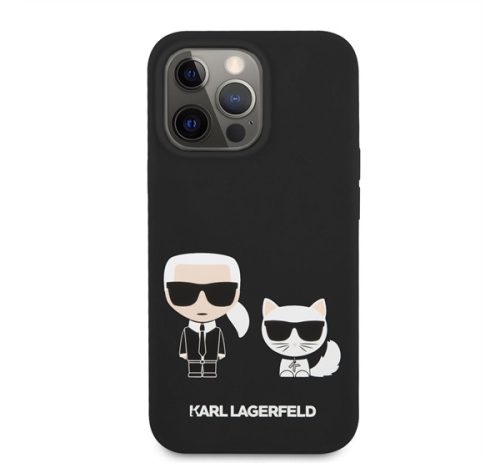 Karl Lagerfeld and Choupette Liquid szilikon hátlap tok Apple iPhone 13 Pro, fekete