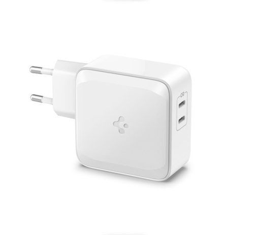 Spigen PowerArc PE2007 hálózati töltő adapter, 2xType-C, GaN, 65W (45W+20W), fehér