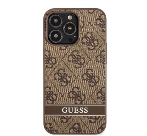 Guess 4G Stripe Apple iPhone 13 Pro Max szilikon hátlap tok, barna