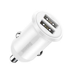   Baseus Grain Pro autós gyorstöltő adapter 2XUSB, 24W, fehér