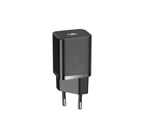 Baseus Super-Si hálózati gyorstöltő adapter Type-C, 20W, fekete