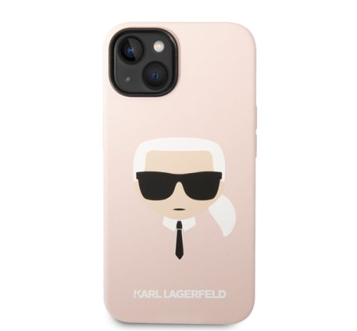 Karl Lagerfeld Head Liquid szilikon hátlap tok Apple iPhone 14, rószaszín