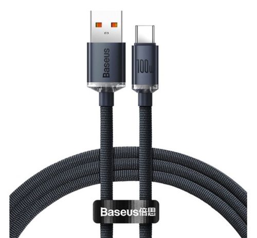 Baseus Crystal Shine USB-A - Type-C adatkábel, 100W, 2m, Fekete