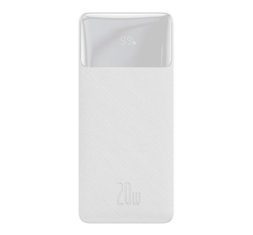 Baseus Bipow külső akkumulátor, 10000mAh, 2xUSB, 1xType-C, 20W, fehér