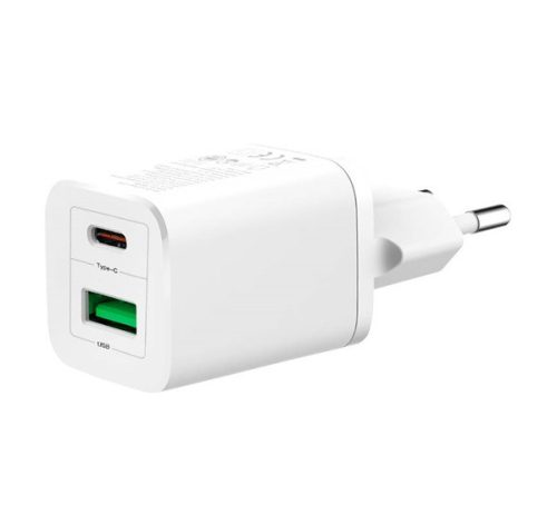 XO HN238A hálózati gyorstöltő adapter, USB, Type-C, 30W, fehér