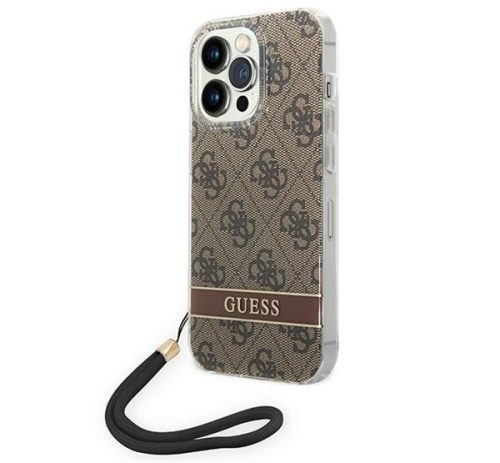 Guess 4G Print Strap Apple iPhone 14 Pro hátlap tok, barna