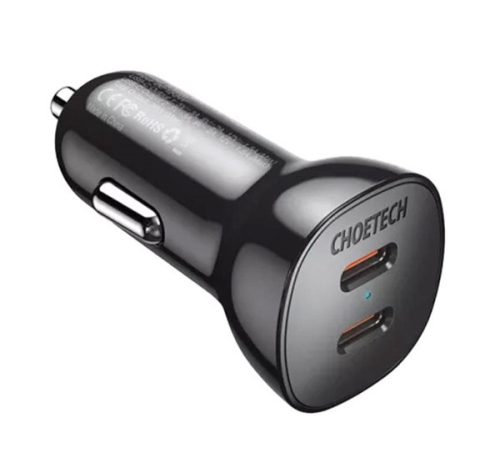 Choetech autós töltő, 40W, 2XUSB, fekete