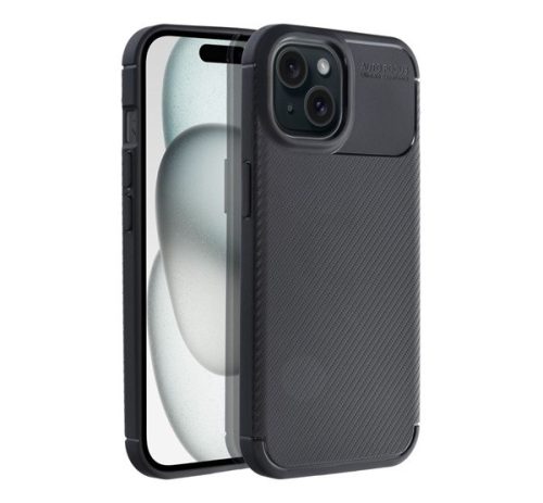 Forcell Carbon Premium hátlap tok, Apple iPhone 15 , fekete