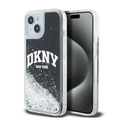   DKNY Liquid Glitter Big Logo Apple iPhone 15 Plus / 14 Plus hátlap tok, fekete, DKHCP15MLBNAEK