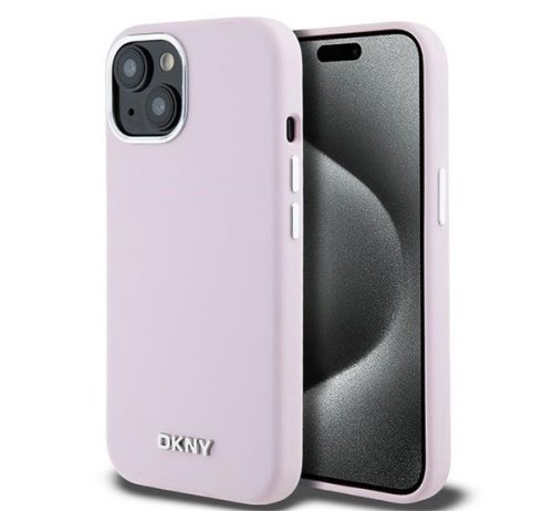 DKNY Liquid Silicone Small Metal Logo Apple iPhone 13 / 14 / 15 Magsafe hátlap tok, rózsaszín, DKHMP14SSMCHLP