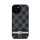 DKNY PU Leather Checkered Pattern and Stripe Apple iPhone 15 hátlap tok, fekete