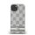 DKNY PU Leather Checkered Pattern and Stripe Apple iPhone 14 hátlap tok, bézs