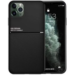   Samsung Galaxy A51 5G SM-A516F, Szilikon tok, közepesen ütésálló, mágneses tartóval kompatibilis, karbon minta, Wooze Carbon, fekete