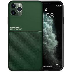   Huawei Mate 30 Pro / 30 Pro 5G, Szilikon tok, közepesen ütésálló, mágneses tartóval kompatibilis, karbon minta, Wooze Carbon, sötétzöld